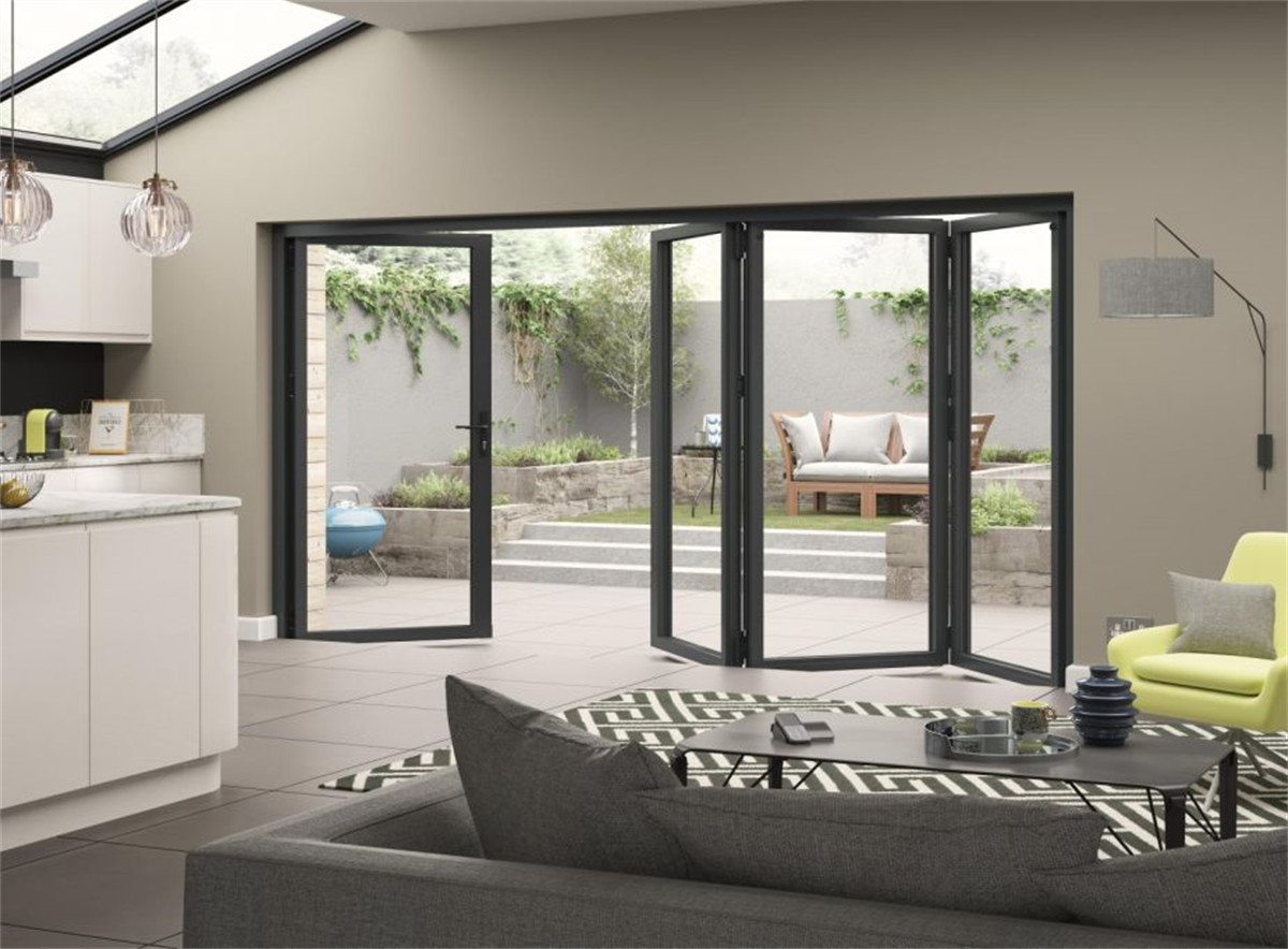 Custom villa modern style aluminium hurricane proof folding glass door