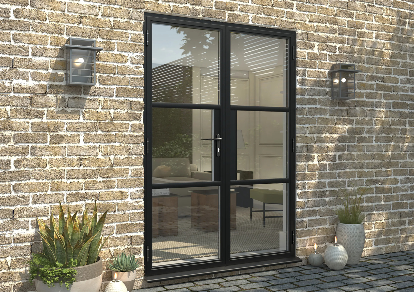 New style high quality villa interior tempered glass aluminum grill swing casement door