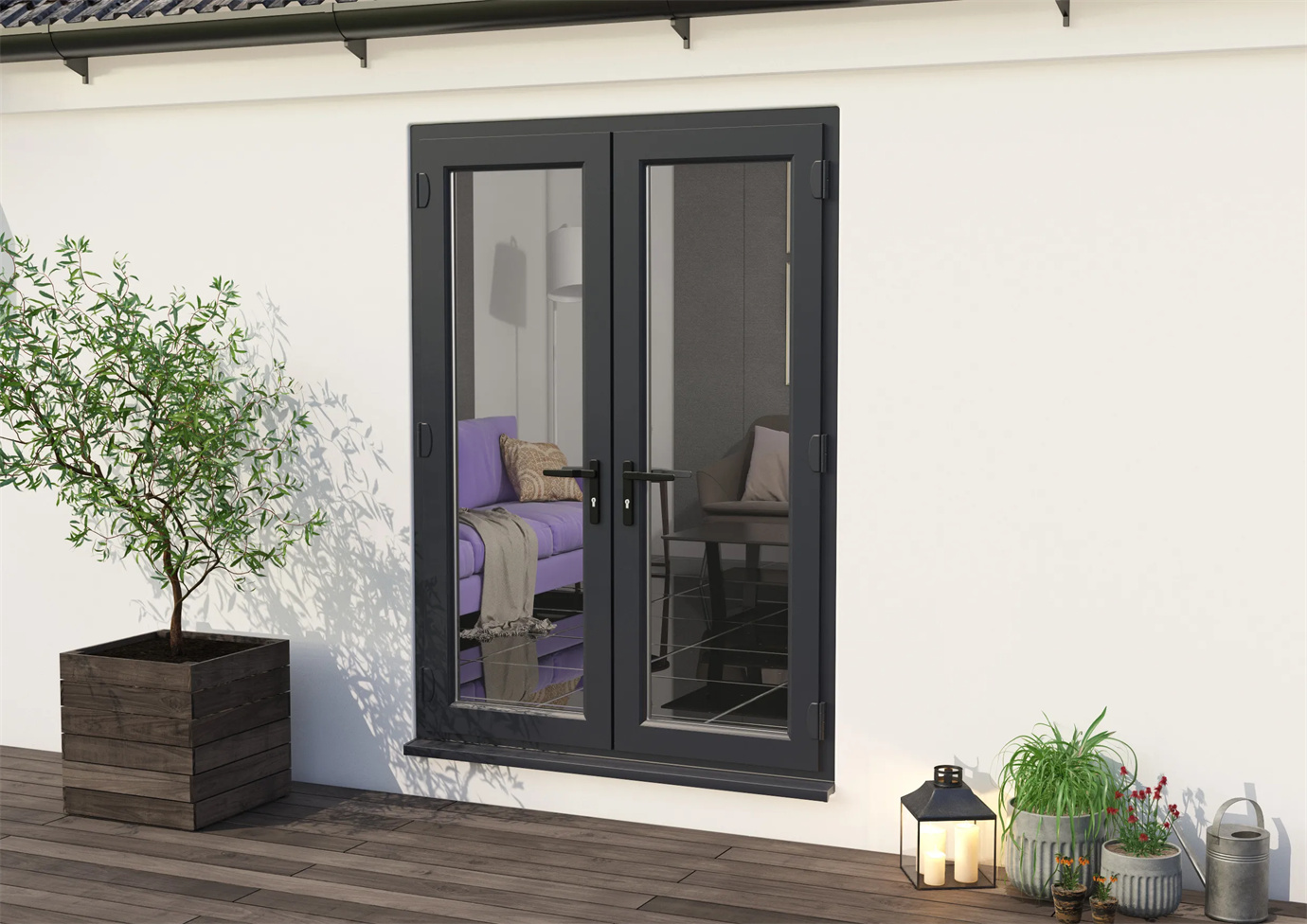 Popular design villa aluminum alloy tempered glass soundproof casement door