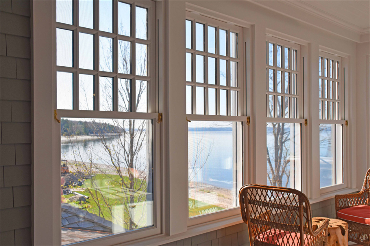 Villa aluminium tempered glass American insulated single and double hung windows