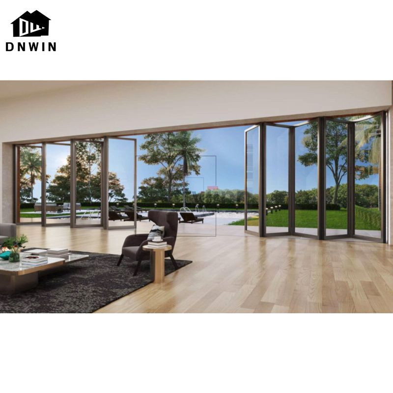 Custom European Style Villa Modern Design Patio Aluminum Tempered Glass Folding Doors