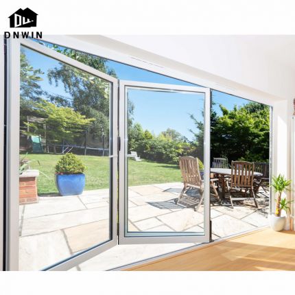 Custom American Style Veranda Aluminum Soundproof Low-e Glass Folding Doors