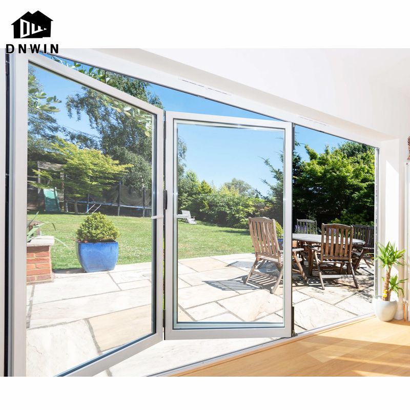 Custom American Style Veranda Aluminum Soundproof Low-e Glass Folding Doors