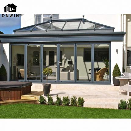 Custom American Style Veranda Aluminum Soundproof Low-e Glass Folding Doors