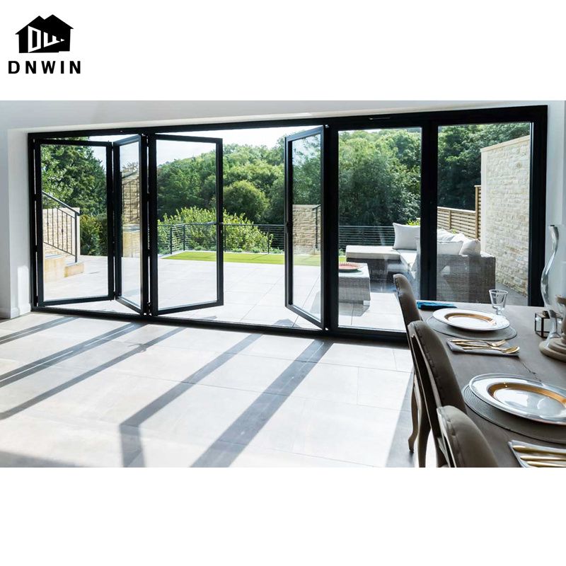 Custom American Style Veranda Aluminum Soundproof Low-e Glass Folding Doors