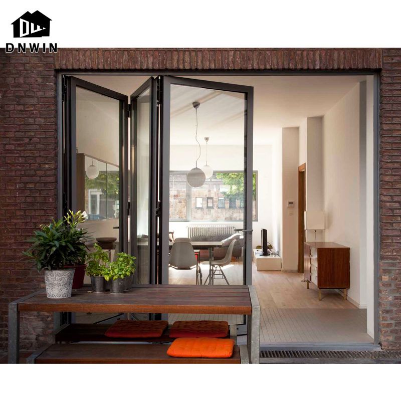 Custom American Style Veranda Aluminum Soundproof Low-e Glass Folding Doors