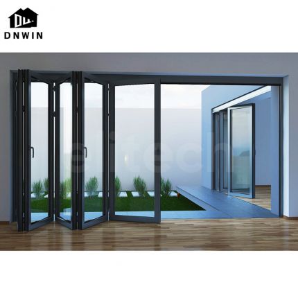 Custom American Style Veranda Aluminum Soundproof Low-e Glass Folding Doors