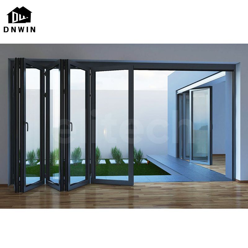 Custom American Style Veranda Aluminum Soundproof Low-e Glass Folding Doors