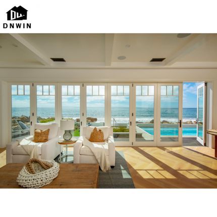 Modern Balcony Patio High Quality Hurricane Proof Aluminum Low-e Glass Folding Doors