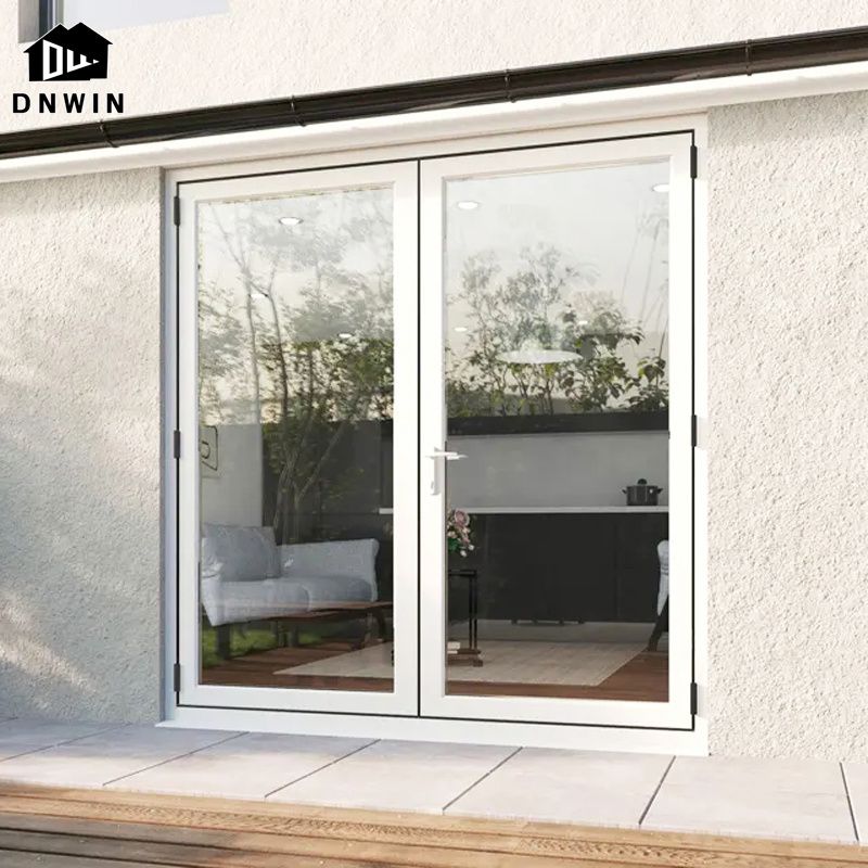 Custom Building Aluminium Tempered Glass Casement Door For Exterior Security Entrance