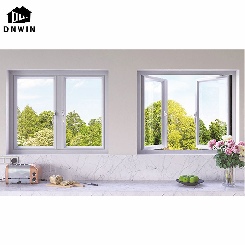 Apartment and Hotel Modern Style Aluminium Narrow Frame Tempered Glass Casement Window