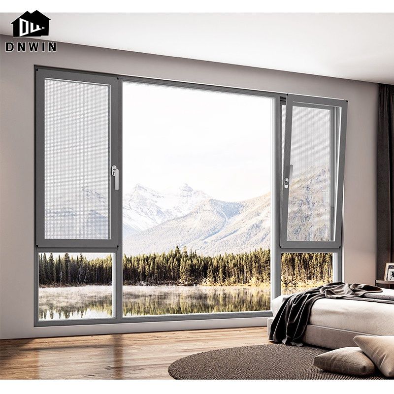 American Style Villa Thermal Break Aluminium Tempered Glass Tilt and Turn Window