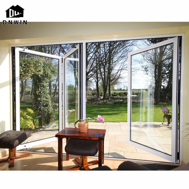 Double glass folding door