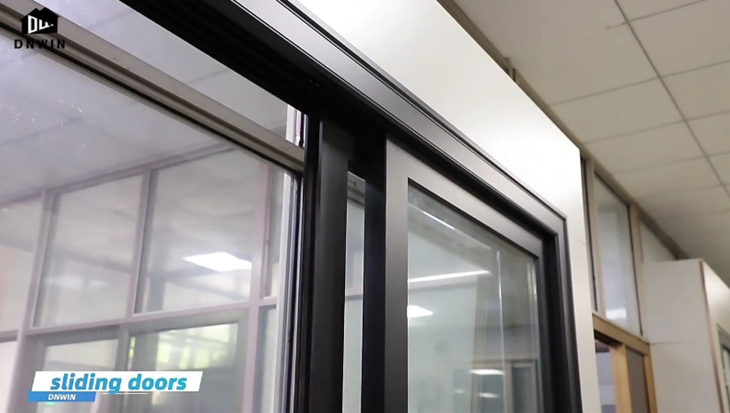 Black frame glass sliding door