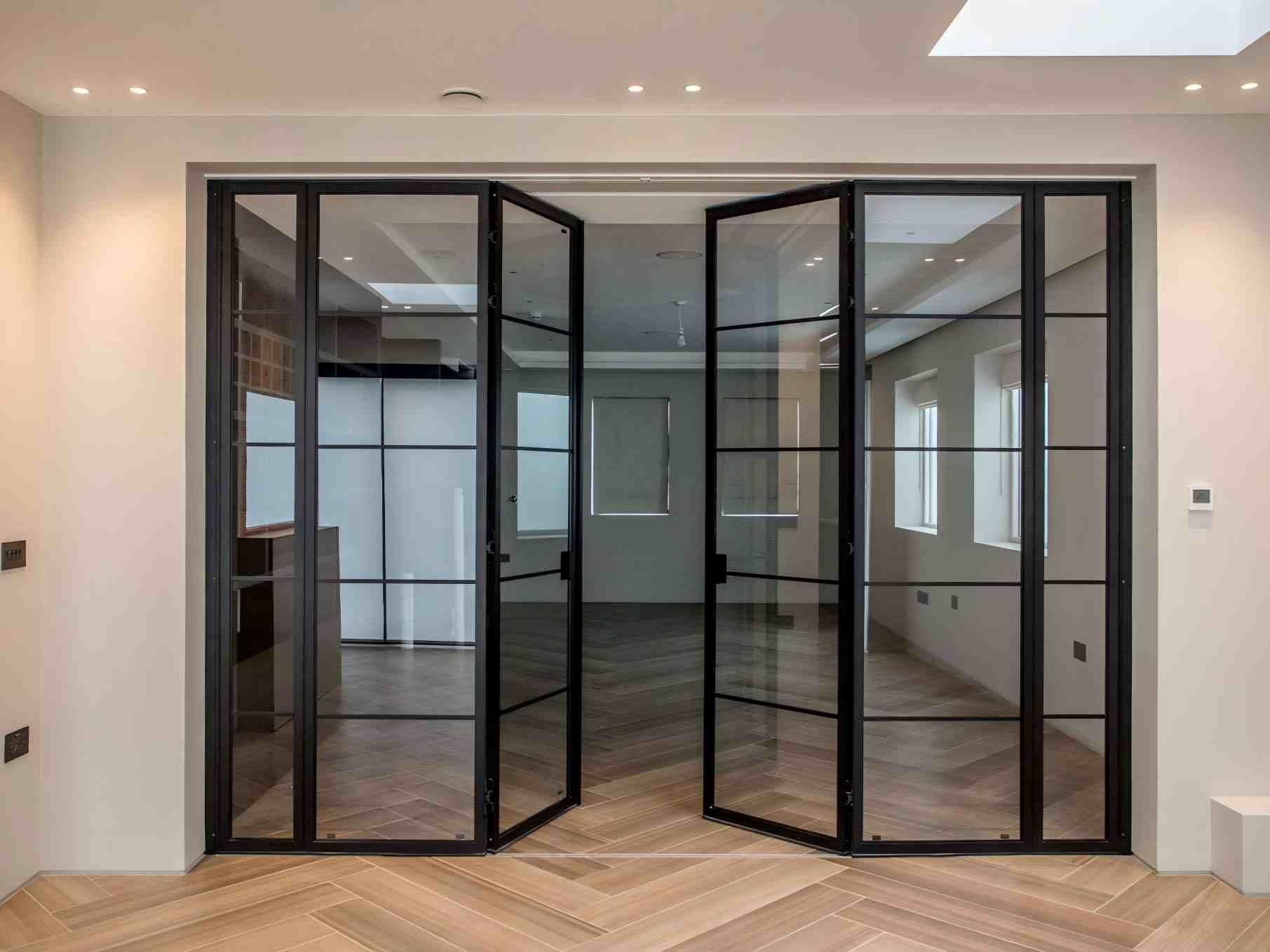 Ultra slim Aluminum Glass Double French Door